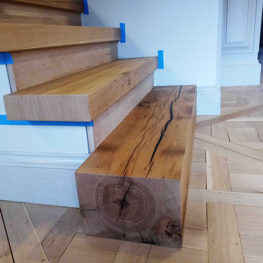 custom oak stair treads to match floor